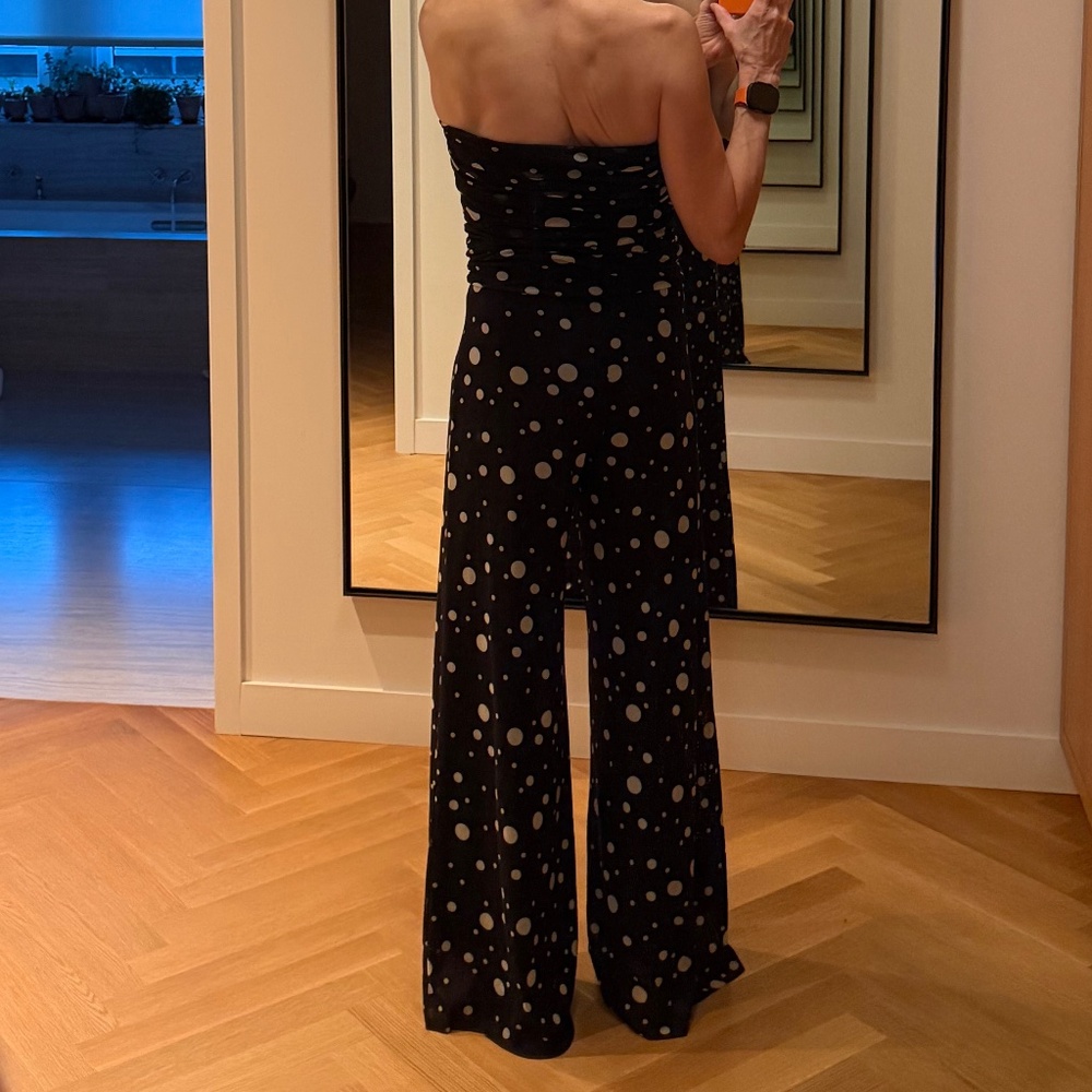 Fuzzi black jumpsuit with white polkadots size L - Picture 3 of 4